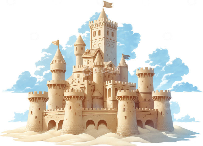 高清大图下载【趣麦麦图】梦幻精美的童话风沙滩城堡