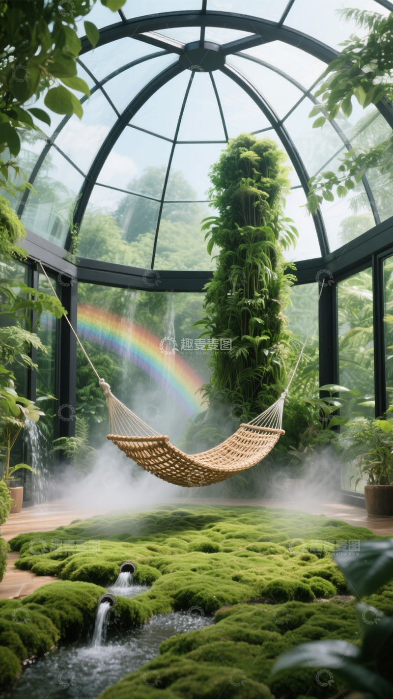 高清大图下载【趣麦麦图】森系玻璃温室吊床区2
