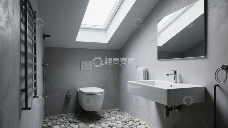 高清大图下载【趣麦麦图】工业风阁楼天窗卫浴2