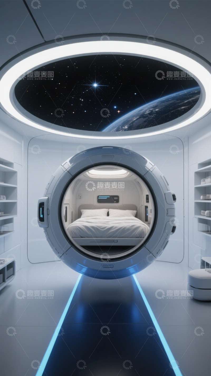 高清大图下载【趣麦麦图】未来感太空舱卧室2
