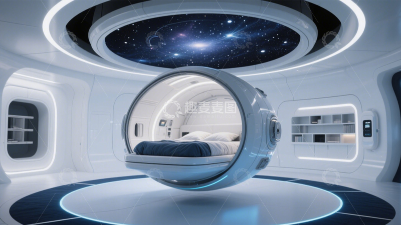 高清大图下载【趣麦麦图】未来感太空舱卧室1