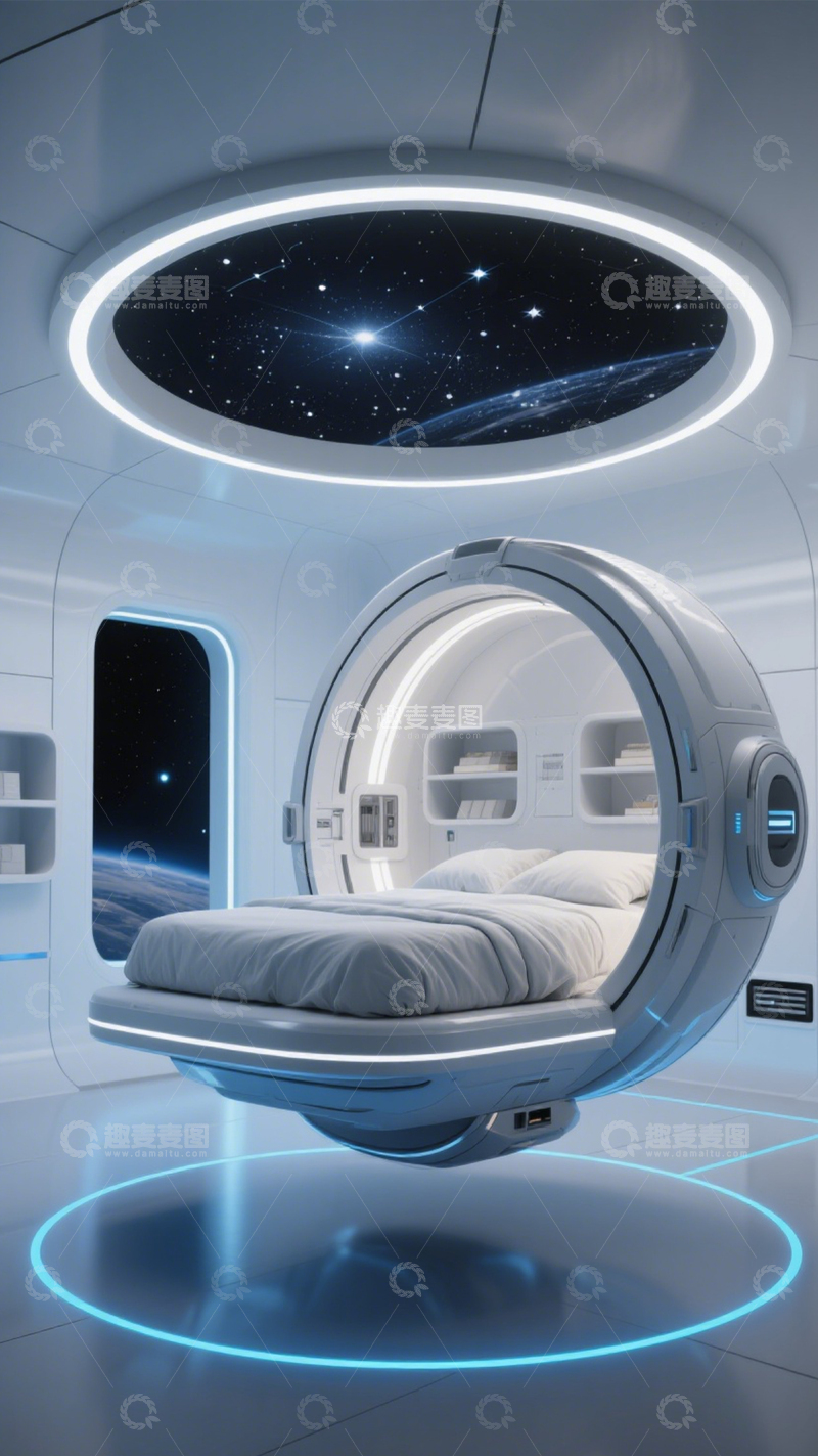 高清大图下载【趣麦麦图】未来感太空舱卧室3