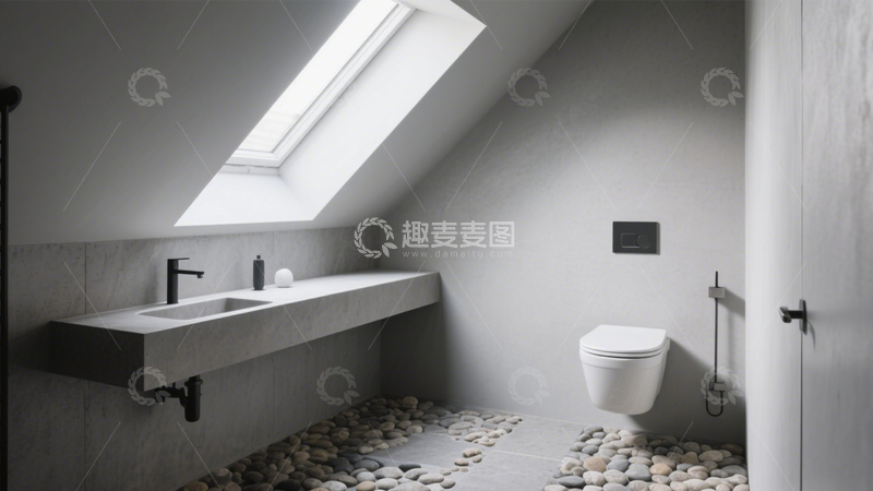 高清大图下载【趣麦麦图】工业风阁楼天窗卫浴