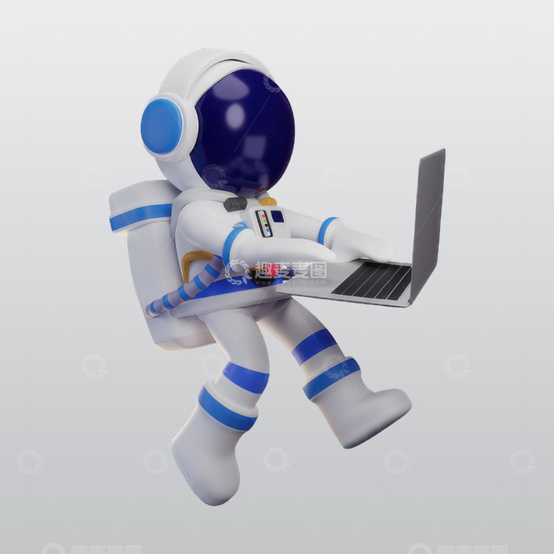 源文件下载【趣麦麦图】宇航员使用笔记本电脑工作blend模型2