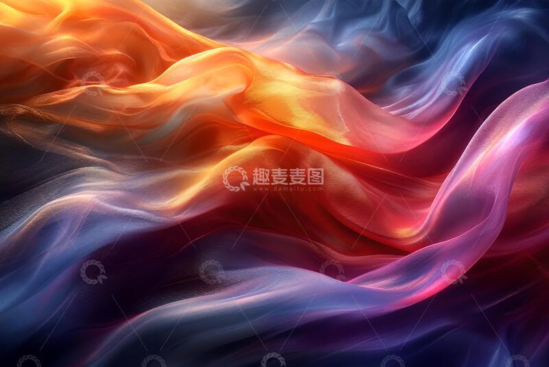 高清大图下载【趣麦麦图】多彩丝绸柔和流动抽象背景3