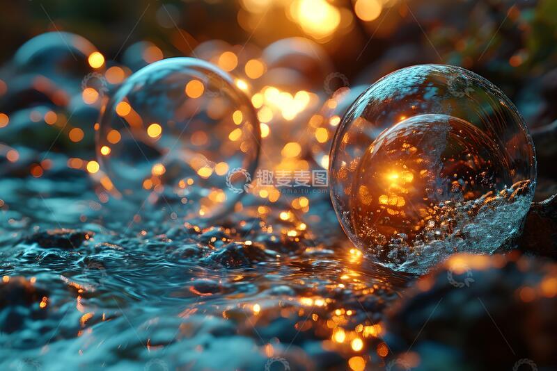高清大图下载【趣麦麦图】发光的透明气泡