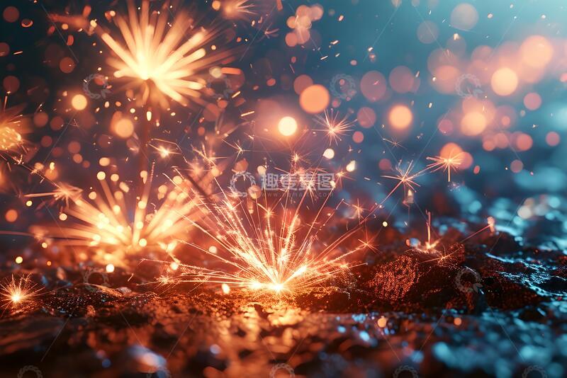高清大图下载【趣麦麦图】发光效果新年烟花插画元素1