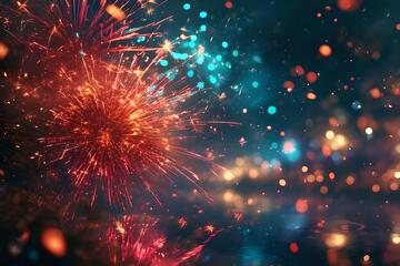 发光效果新年烟花插画元素