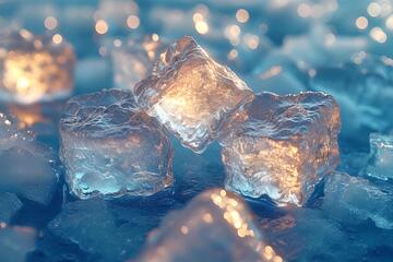 放在蓝色背景上的冰块