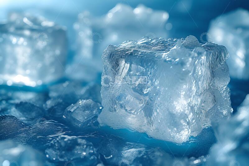 高清大图下载【趣麦麦图】放在蓝色背景上的冰块1