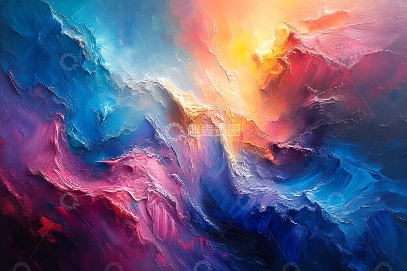 高清大图下载【趣麦麦图】多色抽象油画在画布的背景