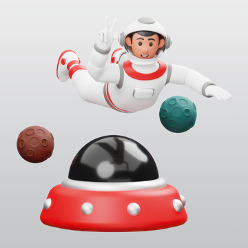 宇航员与UFO飞碟一起飞行blend模型