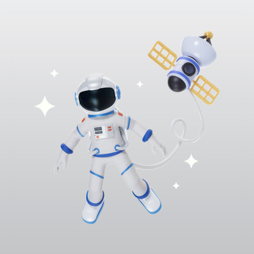 太空中的宇航员3D插画blend模型图标1
