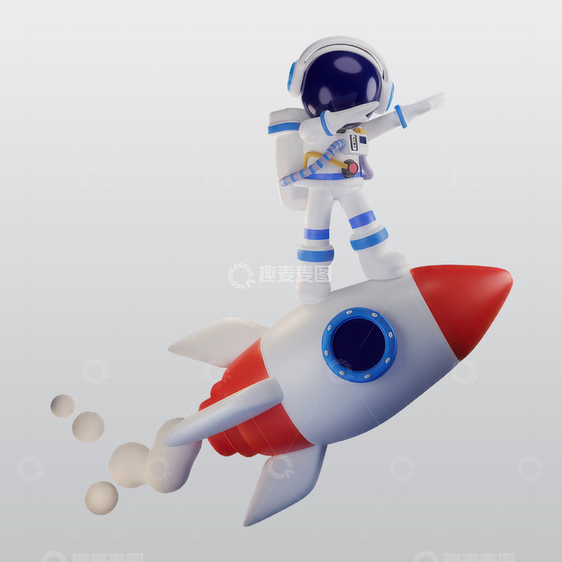 源文件下载【趣麦麦图】宇航员乘坐宇宙飞船3D插图blend模型1