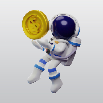 宇航员持有美元硬币3D插图blend模型