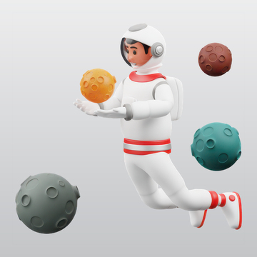 宇航员正在飞行与火星插图blend模型