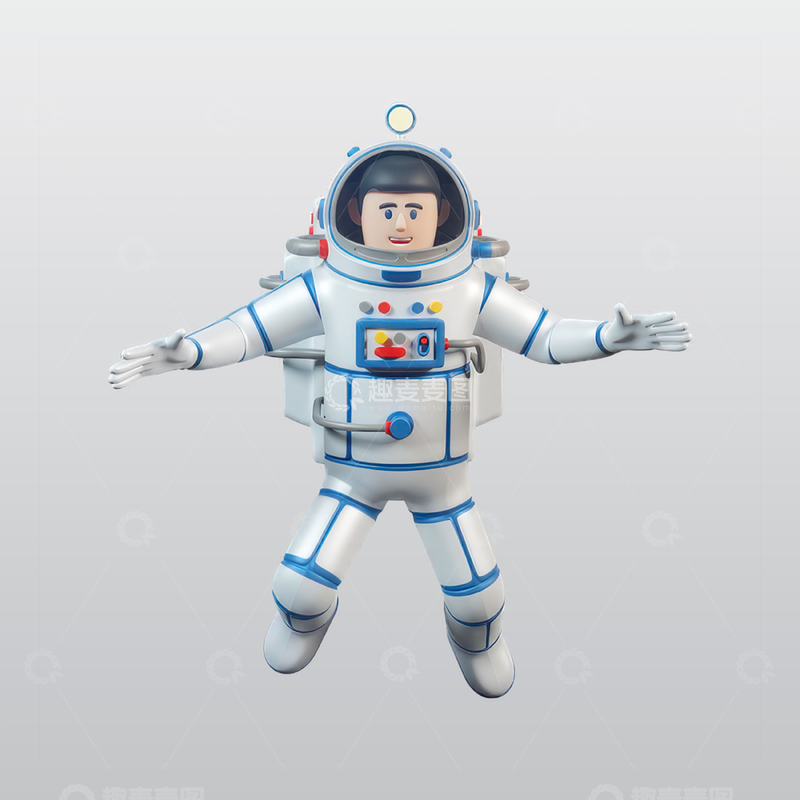 源文件下载【趣麦麦图】宇航员3D插图blend模型图标海报素材1