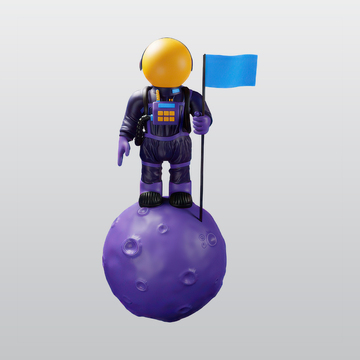 宇航员登陆插旗3D插图blend模型图标1