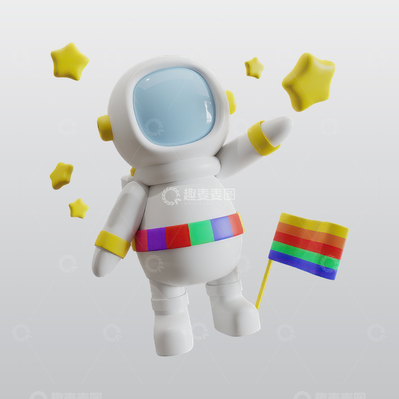 源文件下载【趣麦麦图】宇航员3D图标blend模型图标海报素材27