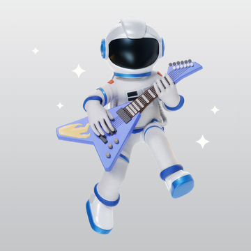 宇航员玩吉他3D插图blend模型素材1