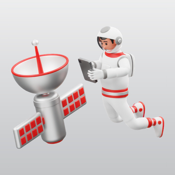 宇航员控制卫星3D插图blend模型图标