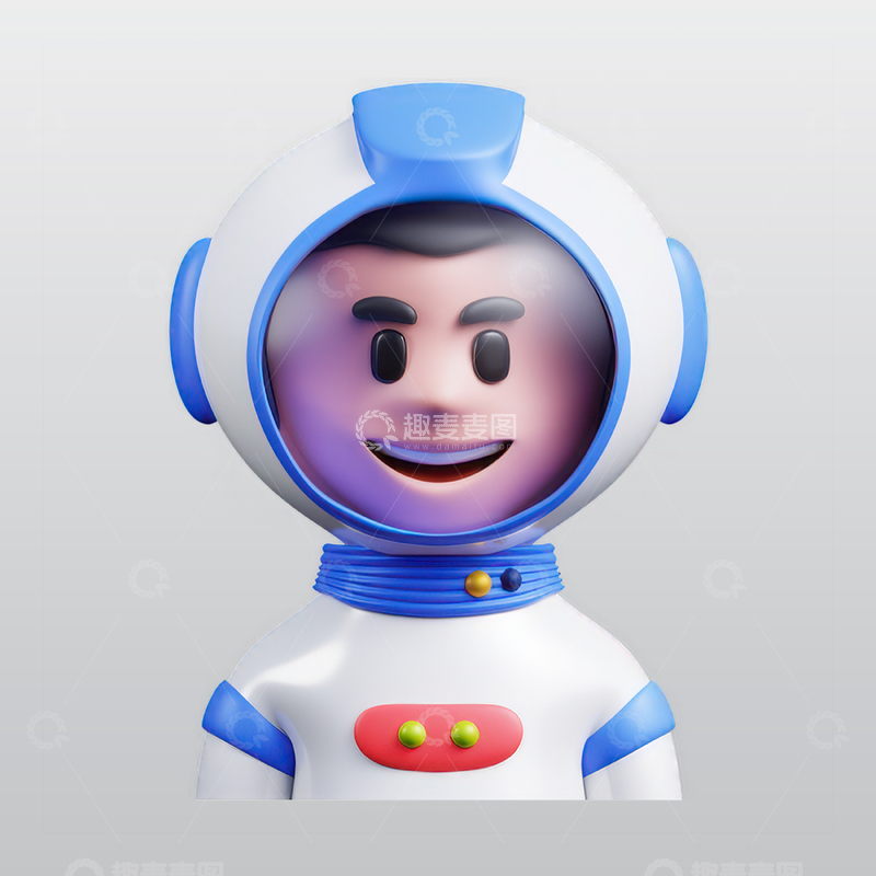 源文件下载【趣麦麦图】宇航员3D图标blend模型图标海报素材6