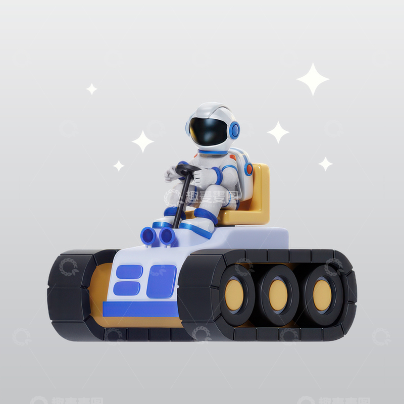 源文件下载【趣麦麦图】宇航员在船上3D插图blend模型素材