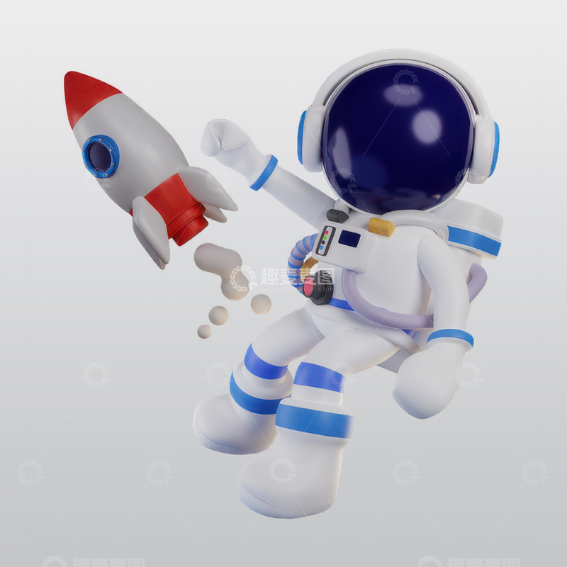 源文件下载【趣麦麦图】宇航员飞行星系3D插图blend模型图标1