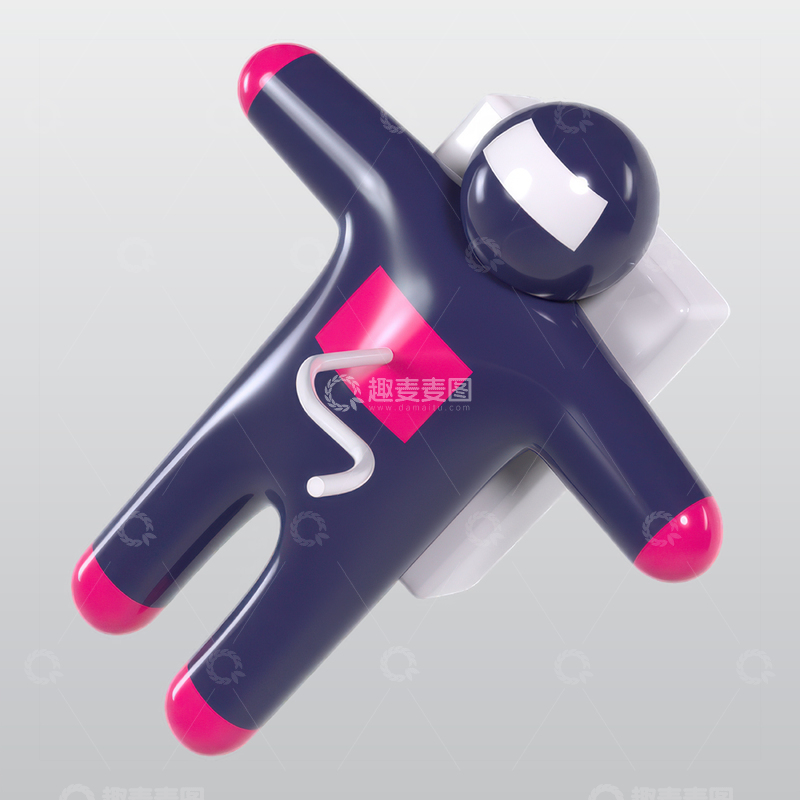 源文件下载【趣麦麦图】宇航员3D图标blend模型图标海报素材5