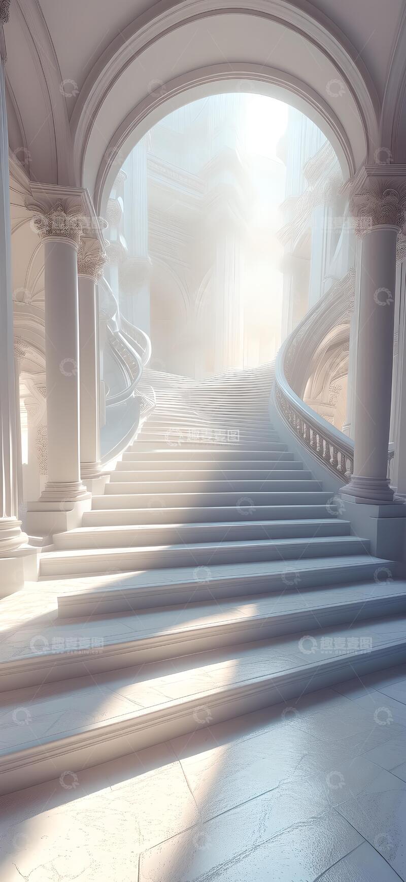 高清大图下载【趣麦麦图】白色广场阶梯背景1
