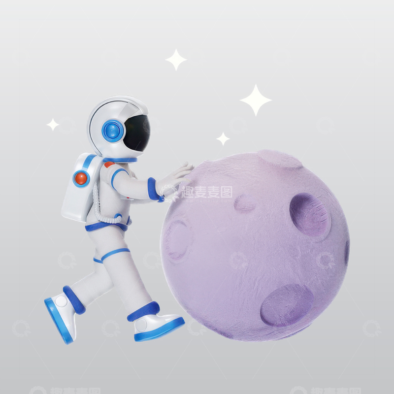 源文件下载【趣麦麦图】月球上的宇航员3D插图blend模型图标1