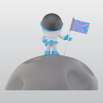 宇航员与月球3Dblend模型海报素材