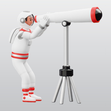 宇航员通过望远镜看3D插图blend模型
