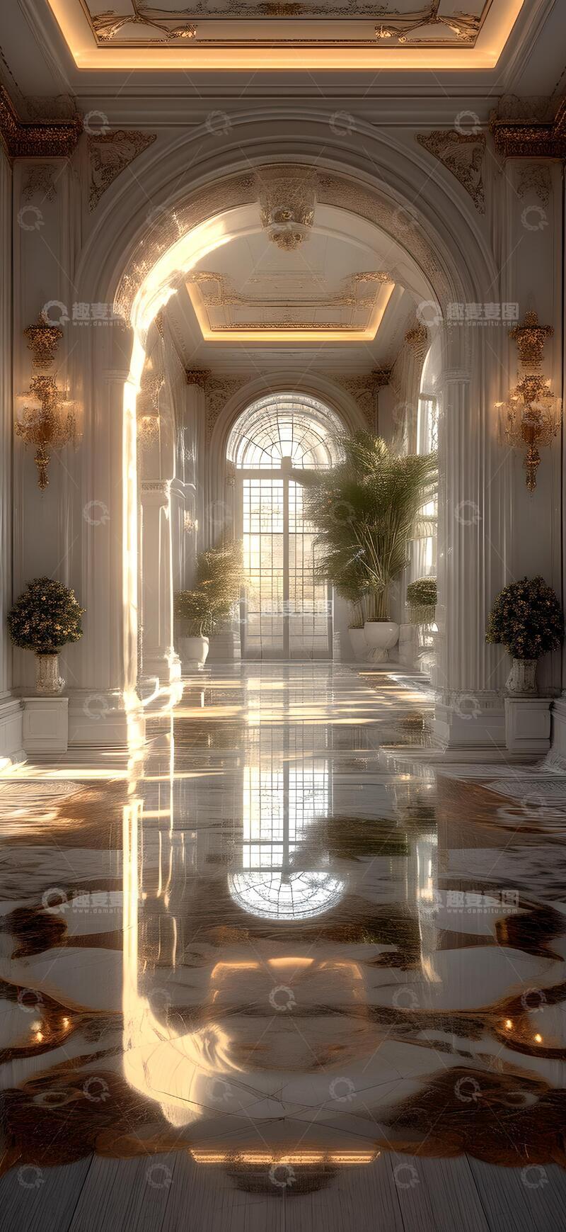 高清大图下载【趣麦麦图】3D渲染室内背景1