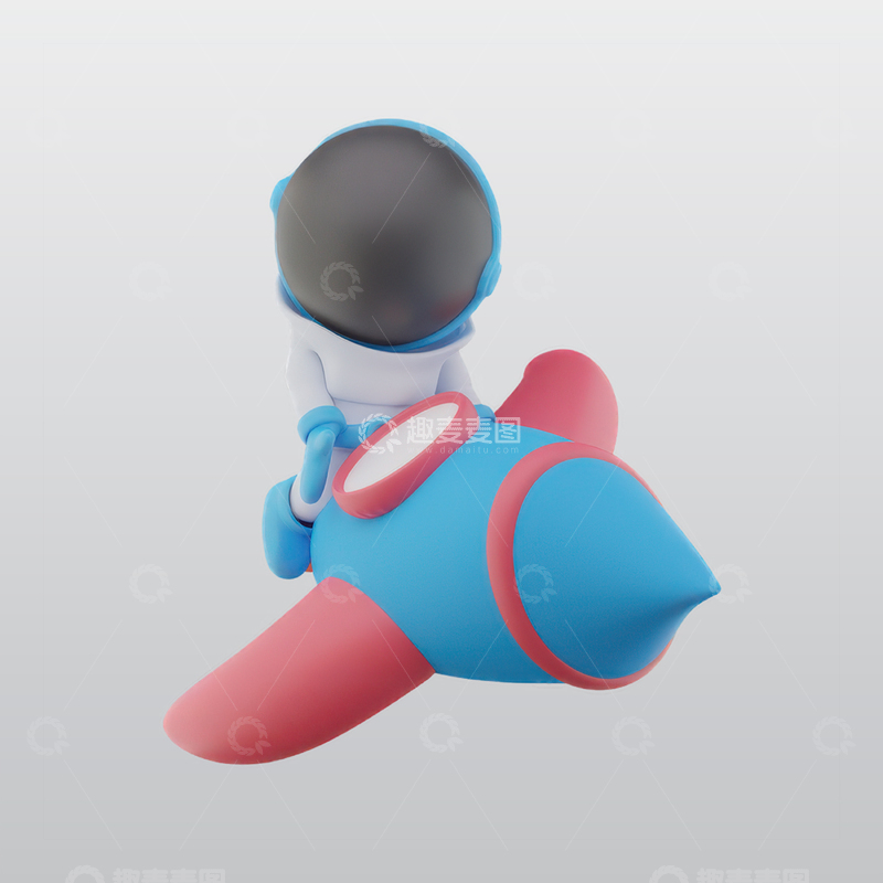 源文件下载【趣麦麦图】火箭宇航员3D图标blend模型图标海报