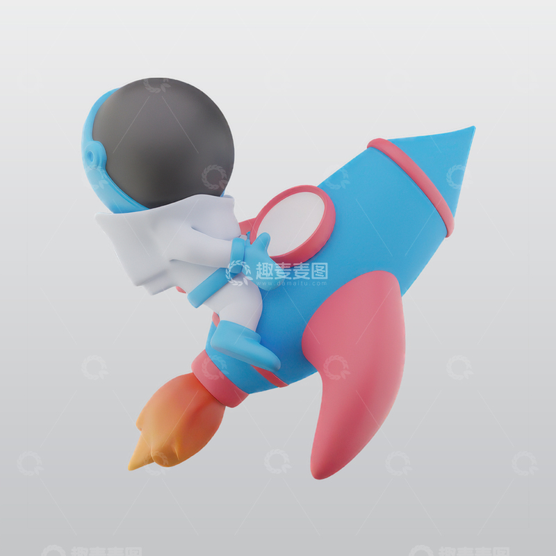 源文件下载【趣麦麦图】乘坐火箭的宇航员3Dblend模型海报2