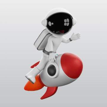 宇航员飞行与火箭3D插图blend模型1