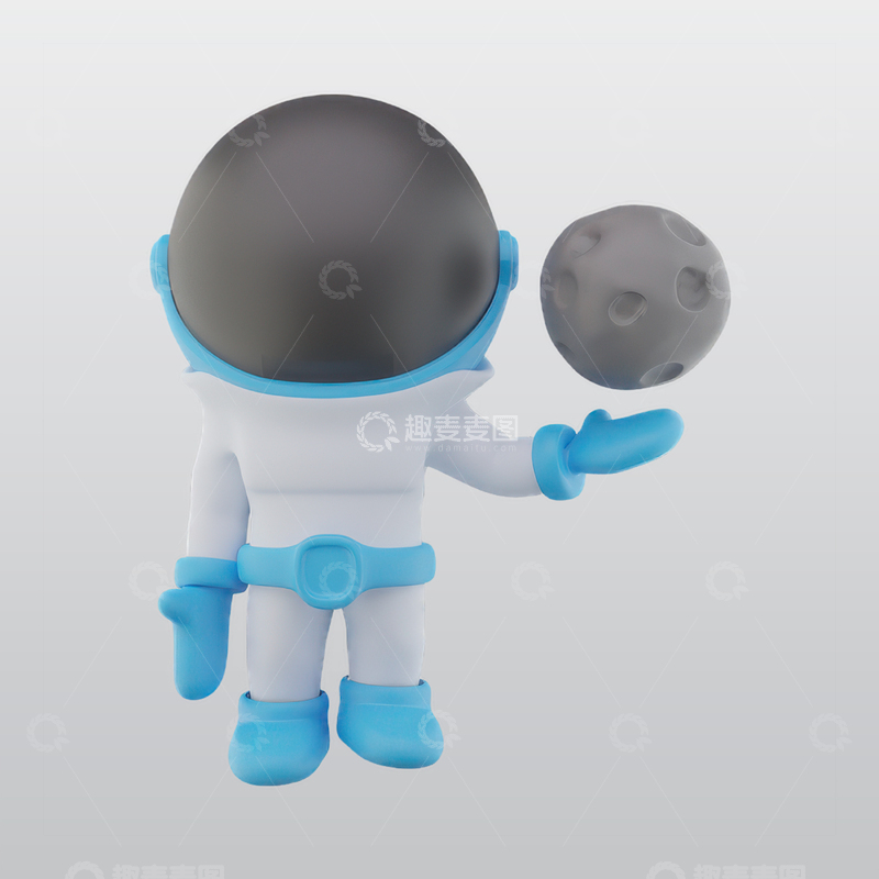 源文件下载【趣麦麦图】宇航员展示月球3D图标blend模型图标