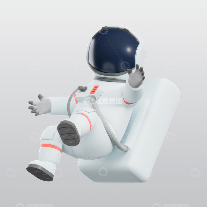 源文件下载【趣麦麦图】宇航员漂浮在太空3D插图blend模型1
