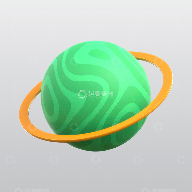 源文件下载【趣麦麦图】卡通星球3D插画blend模型图标素材1