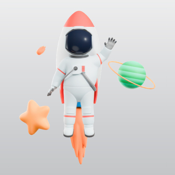 宇航员飞行与火箭3D插图blend模型3