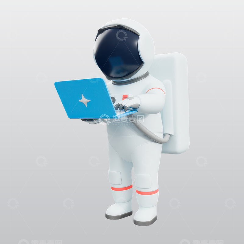 源文件下载【趣麦麦图】宇航员使用笔记本电脑工作blend模型4