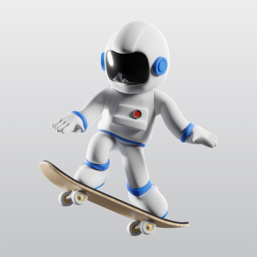 宇航员滑冰3D插图blend模型图标海报