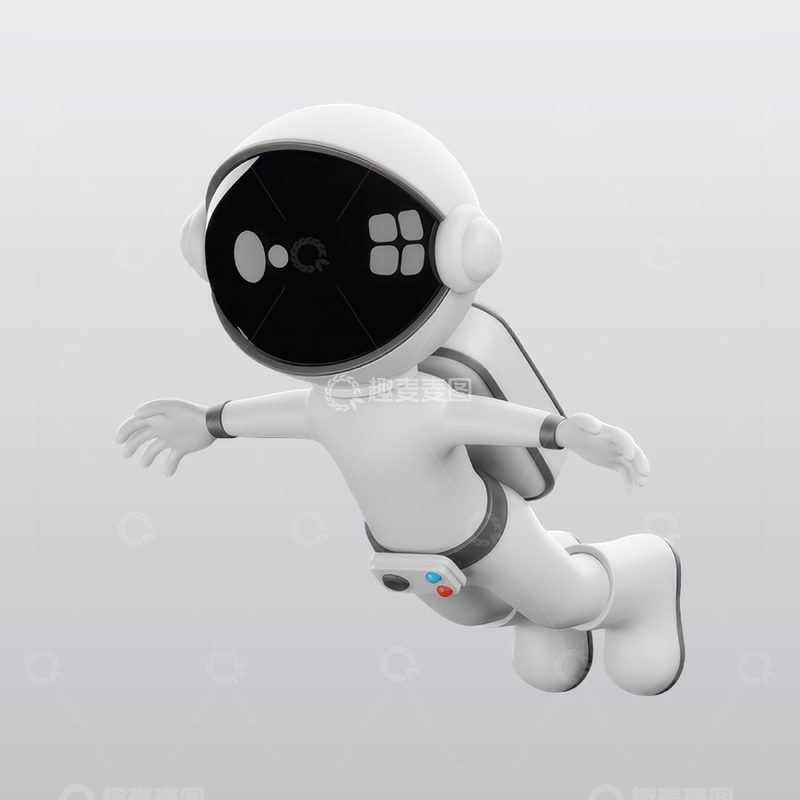源文件下载【趣麦麦图】宇航员飞行3D插图blend模型图标海报1