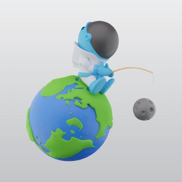 宇航员月球3D图标blend模型图标海报
