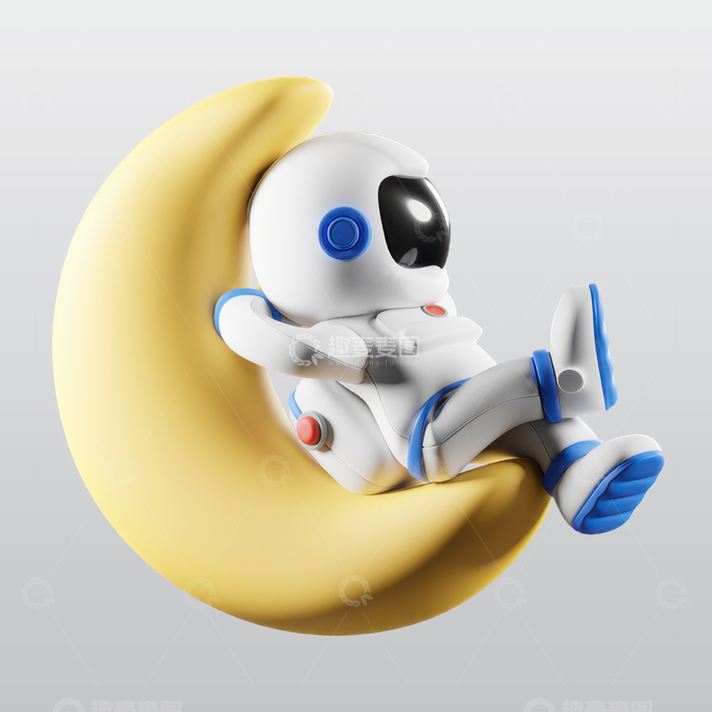 源文件下载【趣麦麦图】乘坐火箭的宇航员3Dblend模型海报1