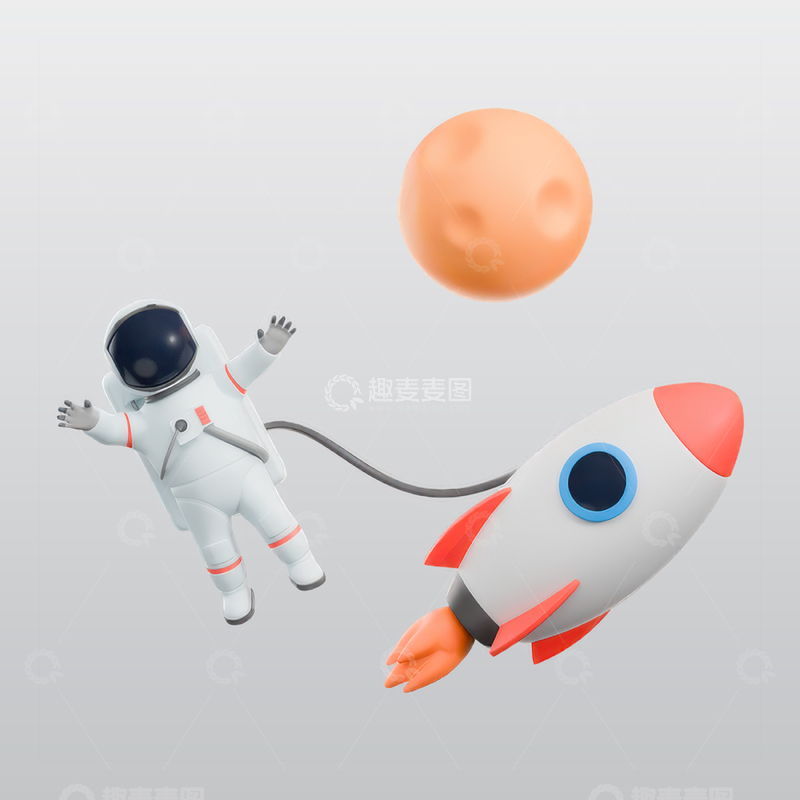 源文件下载【趣麦麦图】宇航员漂浮在太空3D插图blend模型