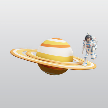 在土星环的宇航员3Dblend模型海报