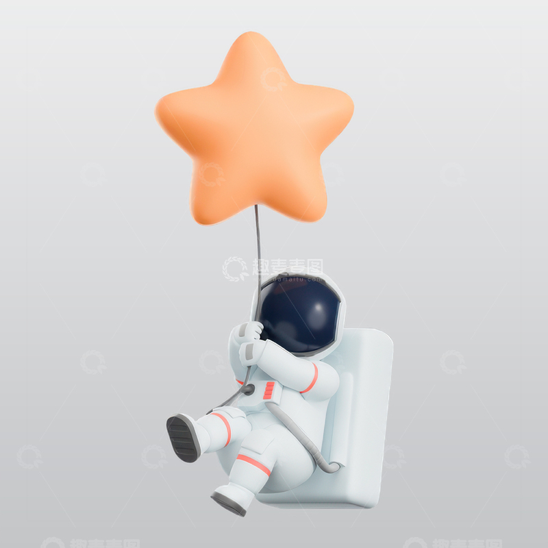 源文件下载【趣麦麦图】宇航员随着星星气球漂浮3Dblend模型