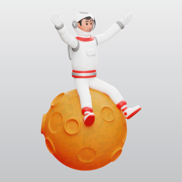 宇航员是坐在火星3D插图blend模型